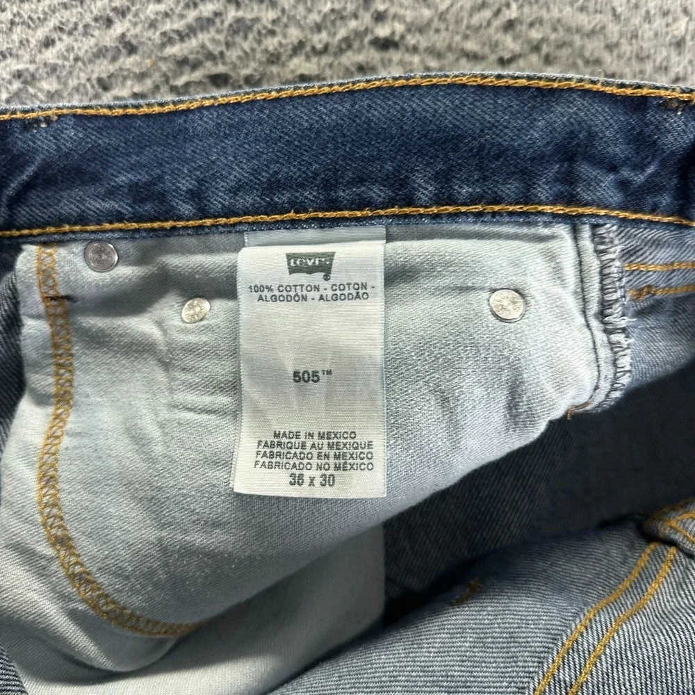 Levi's 505 Jeans Mens 36x30 Blue Cotton Denim Straight Leg‎ Faded Workwear
